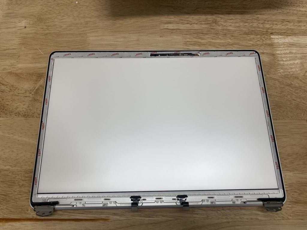 MacBook Air Display with LCD panel removed and ready for new panel to be installed.