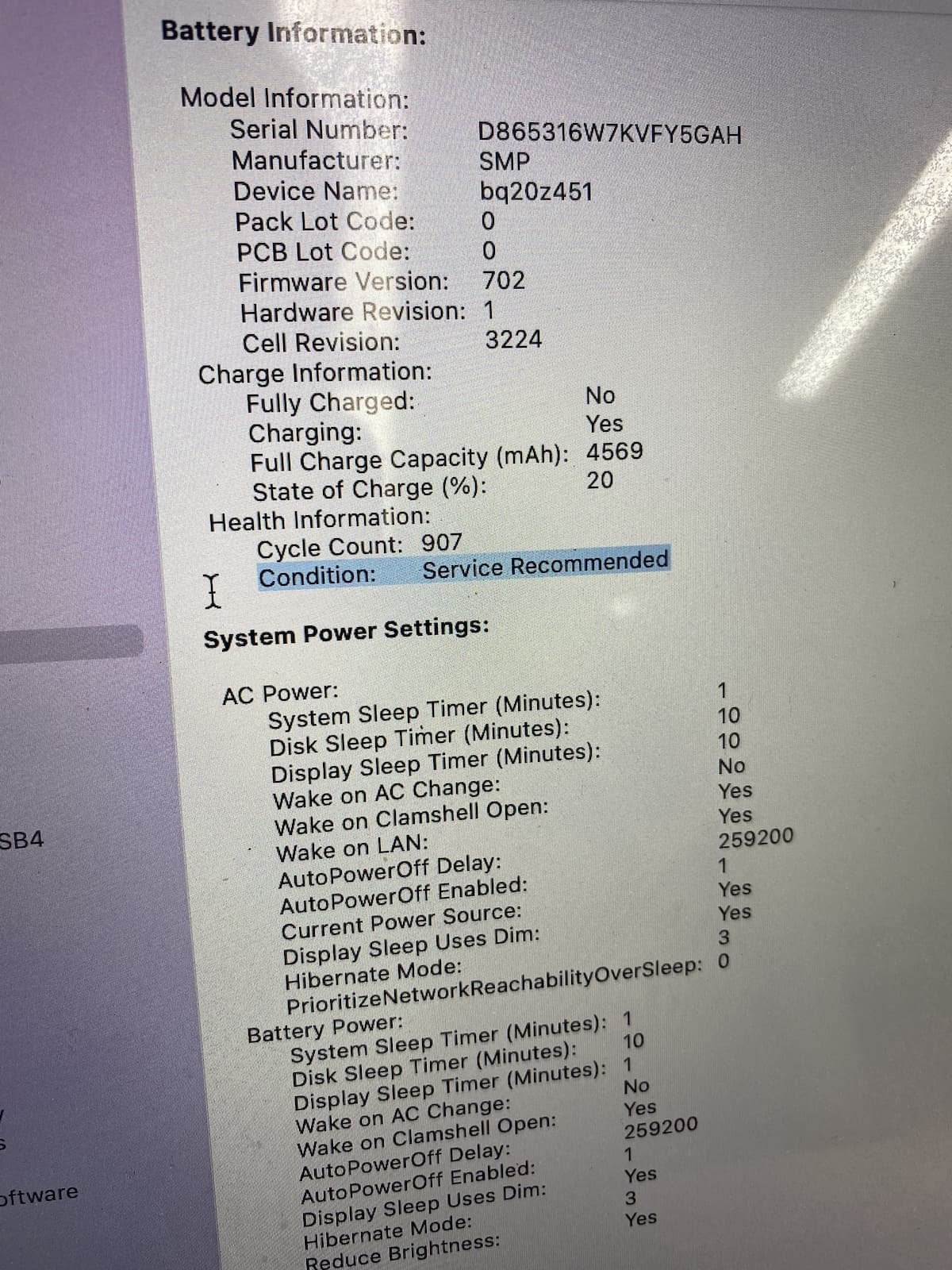 Screen showing Service Recommended on MacBook Pro