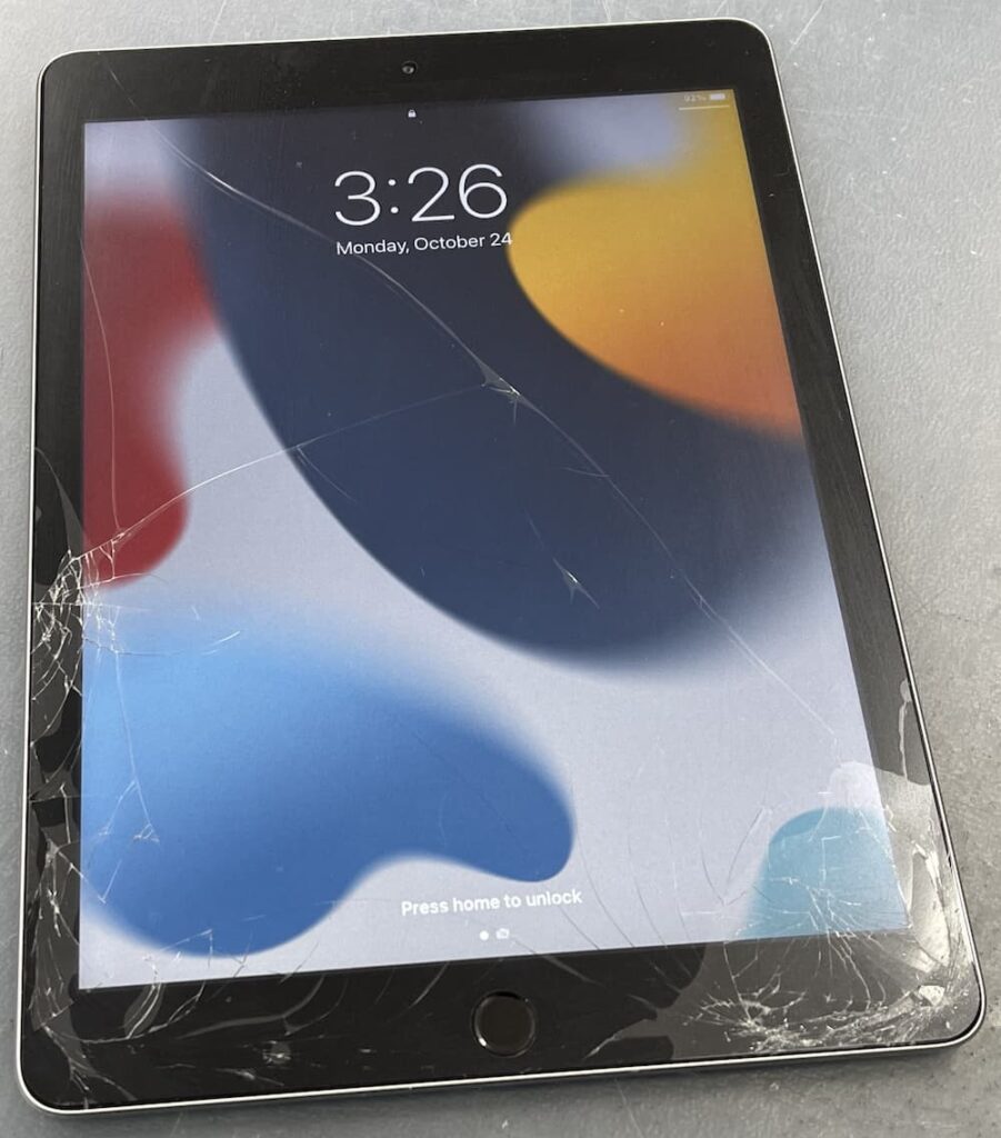 iPad with cracked glass on screen