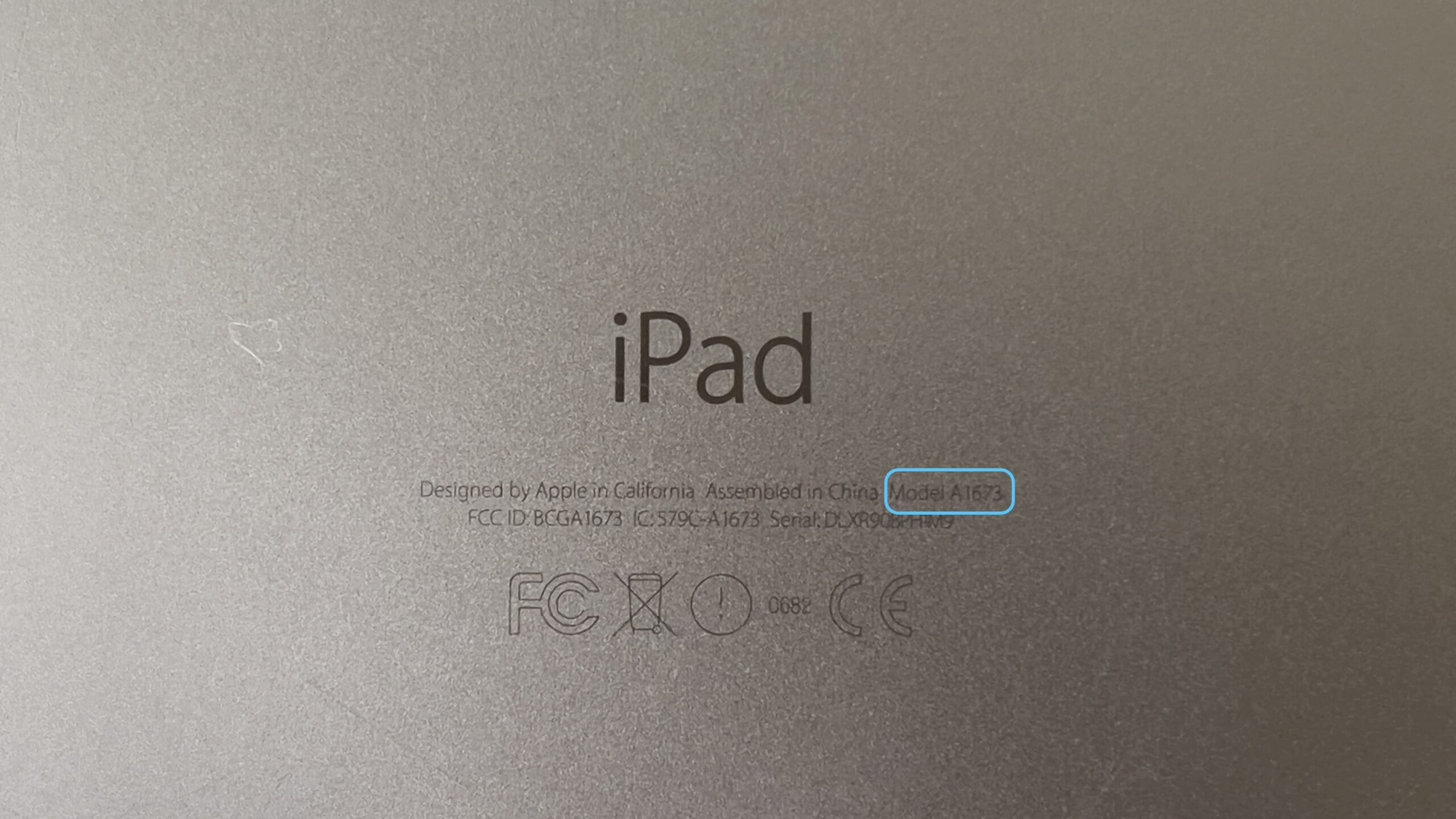 iPad Model Number Highlighted