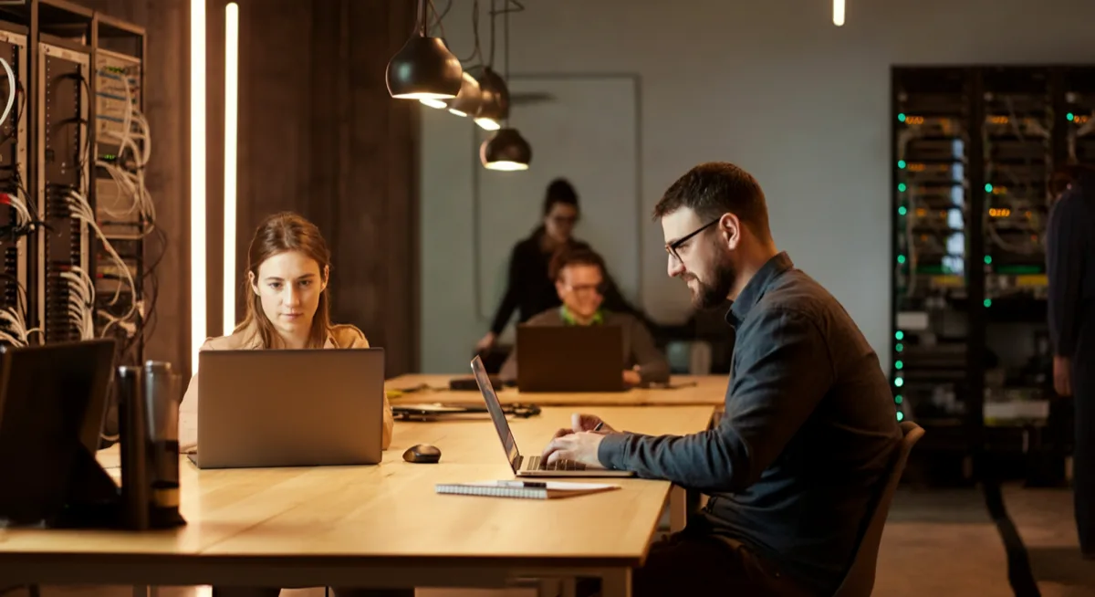 Managed IT services technician monitoring network systems in Philadelphia